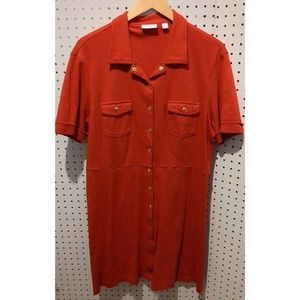 New York Company Red Dress 2X Plus Half Sleeve Snap Pockets